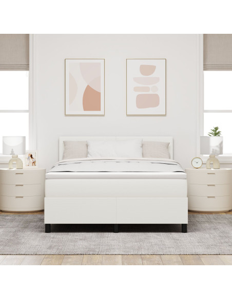 Letto a Molle  con Materasso Crema 140x200 cm Tessuto Corduroy