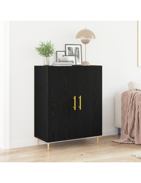 Sideboard Nero Rovere 69,5x34x90 cm Legno ingegnerizzato