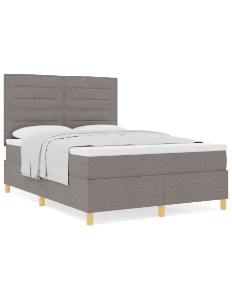 Letto Box Spring con Materasso Tortora 140x200 cm Tessuto