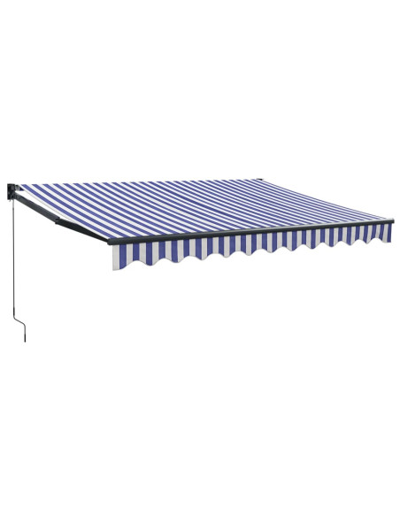 Tenda Sole Retrattile Blu e Bianca 3,5x2,5m Tessuto e Alluminio