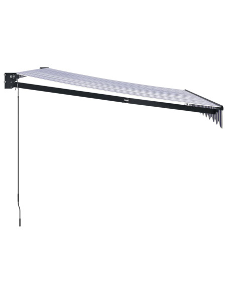 Tenda Sole Retrattile Blu e Bianca 3,5x2,5m Tessuto e Alluminio