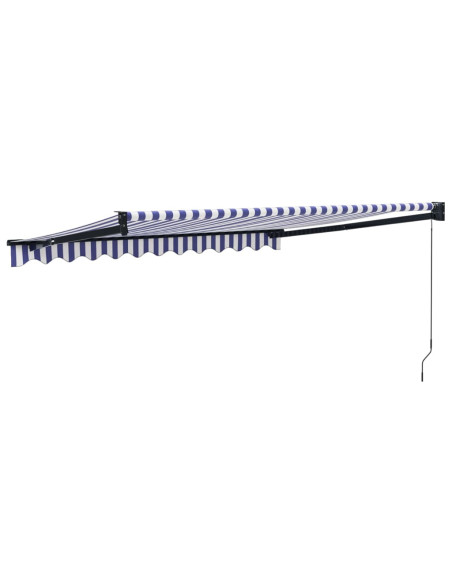 Tenda Sole Retrattile Blu e Bianca 3,5x2,5m Tessuto e Alluminio