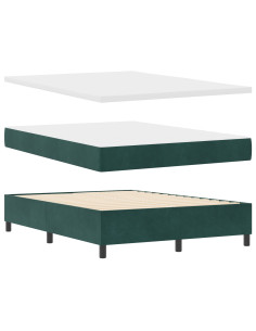 Letto a molle con materasso Verde Scuro 140 x 200 cm Tessuto 2