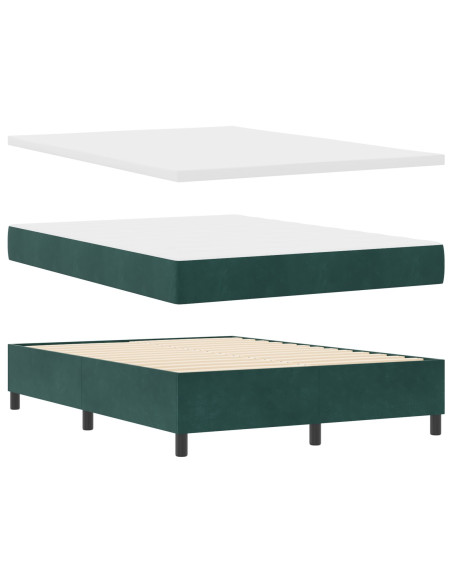 Letto con Box Spring e Materasso Verde Scuro 140x200 cm Velluto