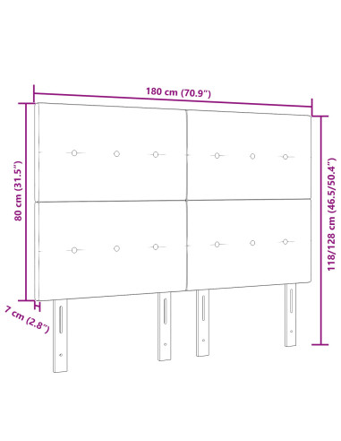 Testiera con testiera Grigio chiaro 180 cm Pelle Sintetica