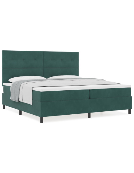 Letto Box Spring con Materasso Verde Scuro 200x200 cm Velluto