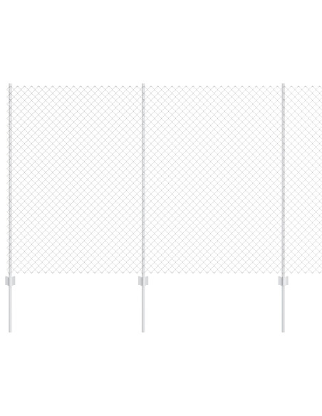 Recinzione a Maglie di Catena  con 20 Poste U Argento 1,5x10 m Acciaio