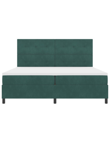 Letto a molle con materasso Verde Scuro 200 x 200 cm Tessuto