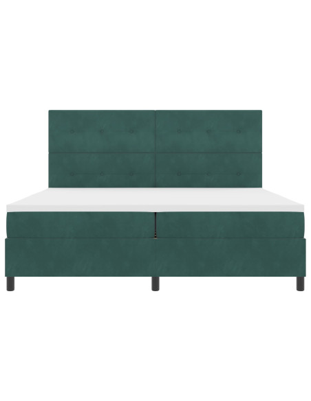 Letto Box Spring con Materasso Verde Scuro 200x200 cm Velluto