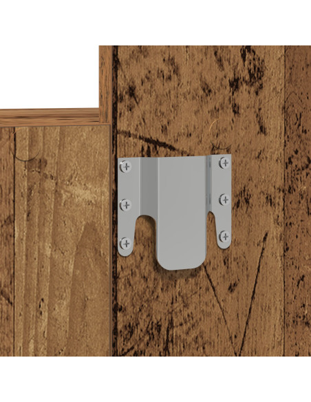 Tavolo da trucco a parete con luci LED in legno antico