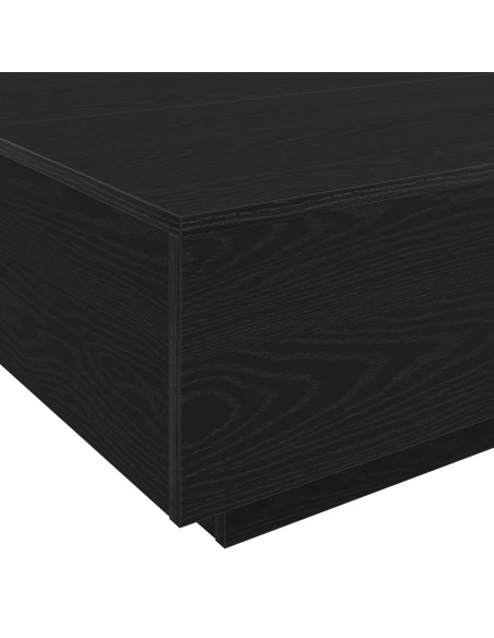 Tavolino da caffè  con luci LED Rovere Nero 55x55x31 cm