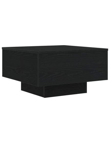 Tavolino da caffè  con luci LED Rovere Nero 55x55x31 cm