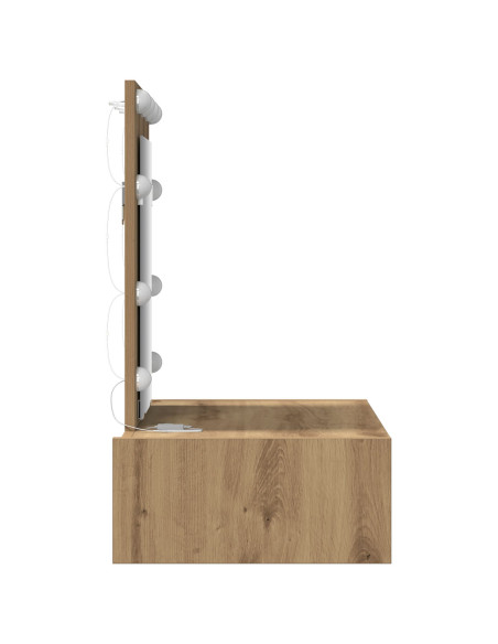 Toeletta a muro  con luci LED in rovere artigianale
