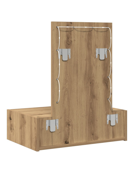 Toeletta a muro  con luci LED in rovere artigianale