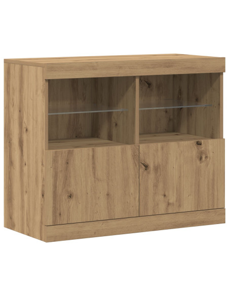 Credenza  con luci LED Rovere artigianale 81x37x67 cm