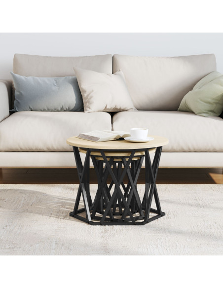 Tavolini Nesting 3 pz in Rovere Sonoma in Legno Ingegnerizzato