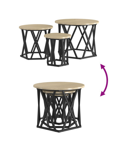 Tavolo Laterale Nesting 3 pcs Rovere Sonoma