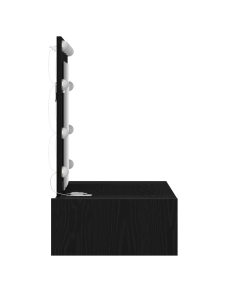 Tavolo da trucco a parete con luci LED - Rovere Nero