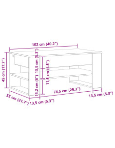 Tavolino da salotto Legno vecchio 102 x 55 x 45 cm 2