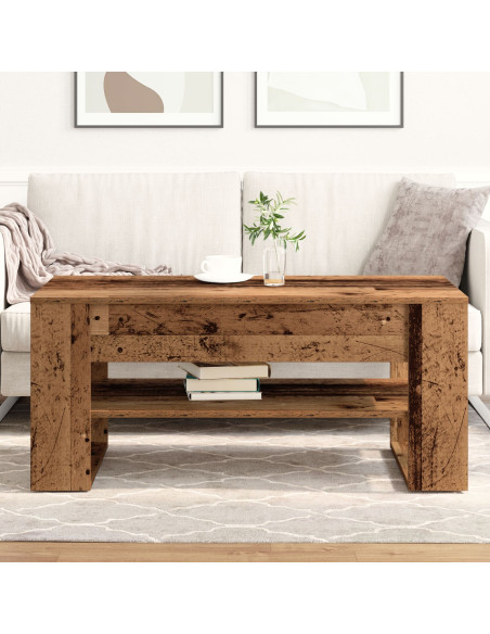 Tavolino da caffè in legno antico 102x55x45 cm in legno ingegnerizzato