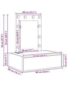 Tavolo da Trucco Bianco 60 x 40 x 70 cm Legno multistrato 2