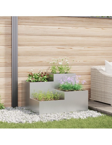 Vaso da giardino Argento 100 x 100 x 60 cm Acciaio zincato