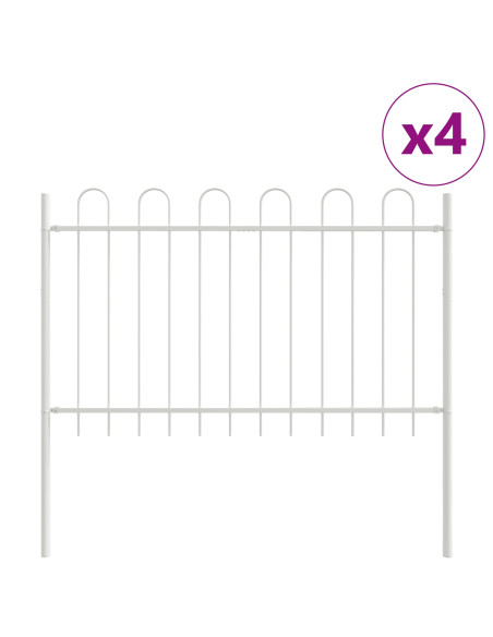 Recinzione da Giardino  con Parte Superiore a Cerchio Bianca 6,8x0,8 m in Acciaio