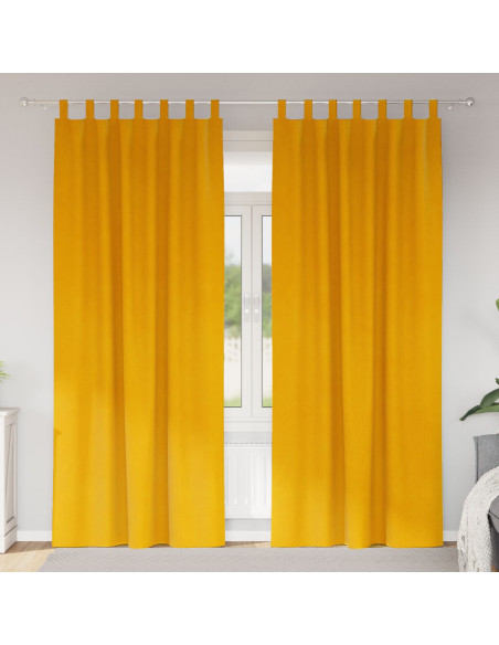 Tende oscuranti  con anelli di sospensione 2 pz Giallo senape in velluto