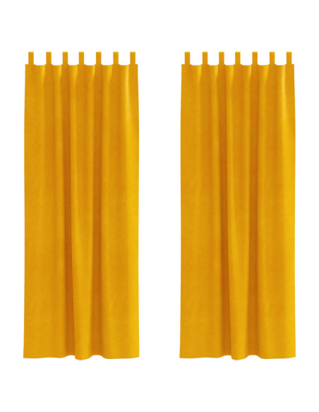 Tende oscuranti  con anelli di sospensione 2 pz Giallo senape in velluto