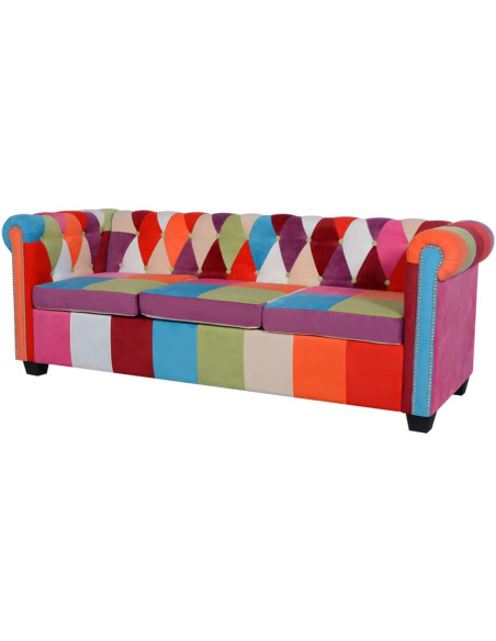 Divano Chesterfield a 3 Posti in Tessuto