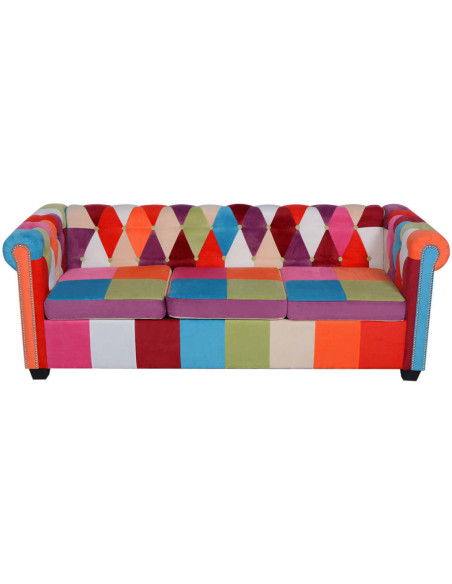 Divano Chesterfield a 3 Posti in Tessuto