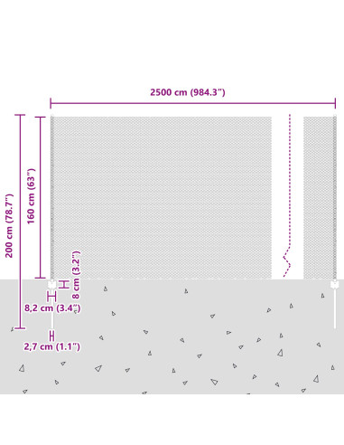 Recinzione con Posto Argento 1,6 x 25 m Acciaio