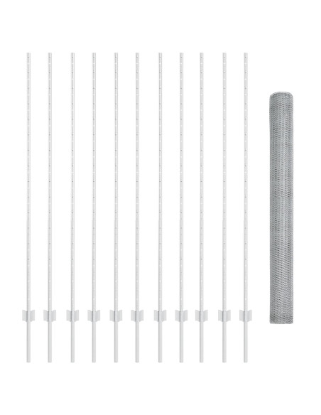 Posti Recinzione  22 pz U-Channel 160 cm Acciaio Galvanizzato, Recinzione Esagonale  1,6x25 m Acciaio Galvanizzato