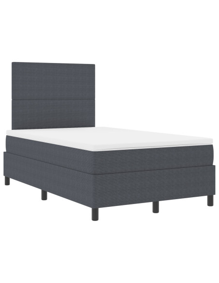 Letto con Box Spring  con Materasso Grigio Scuro 120x200 cm Tessuto in Velluto a Coste