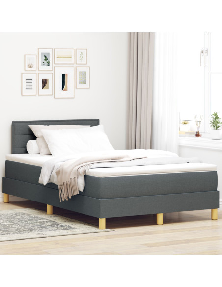 Letto a Box Spring con Materasso Grigio Scuro 120x200 cm Tessuto