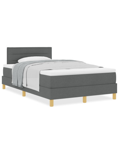 Letto a molle con materasso Grigio scuro 120 x 200 cm Tessuto
