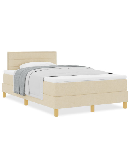 Letto con Box Spring e Materasso Crema 120x200 cm Tessuto