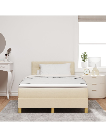 Letto con Box Spring e Materasso Crema 120x200 cm Tessuto