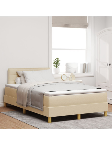 Letto con Box Spring e Materasso Crema 120x200 cm Tessuto