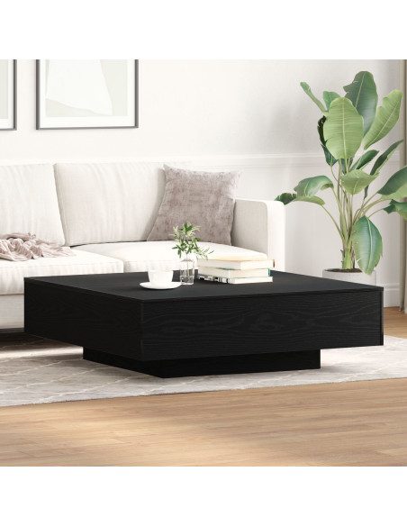 Tavolino da caffè  Nero Rovere 100x100x31 cm in legno ingegnerizzato
