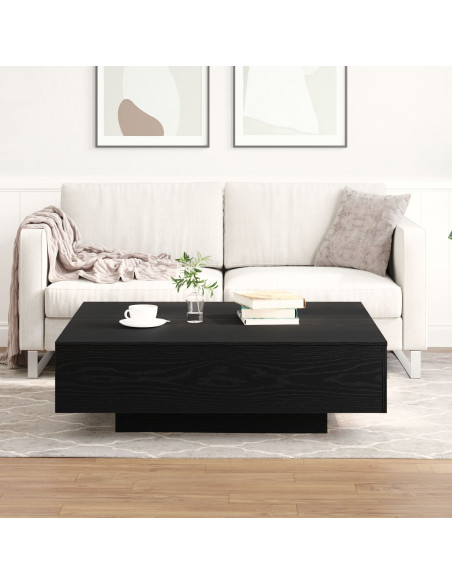 Tavolino da caffè  Nero Rovere 100x100x31 cm in legno ingegnerizzato