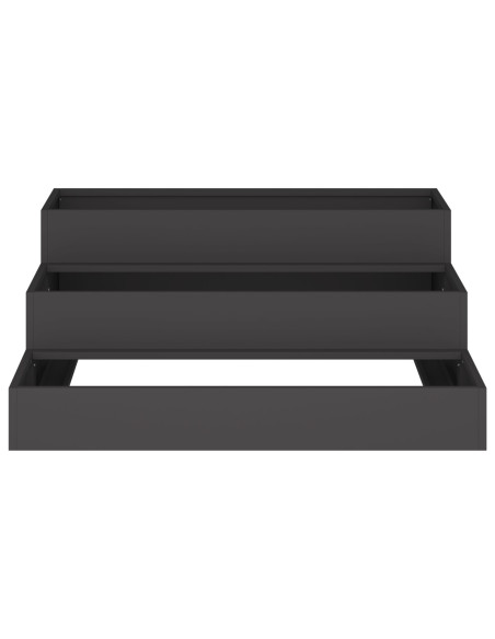 Fioriera da Giardino 3 Livelli 90x90x35 cm Acciaio Nero