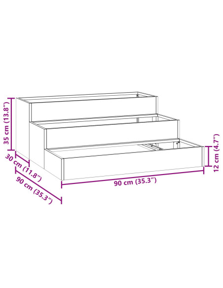 Fioriera da Giardino 3 Livelli 90x90x35 cm Acciaio Bianco