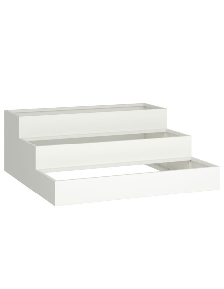 Fioriera da Giardino 3 Livelli 90x90x35 cm Acciaio Bianco