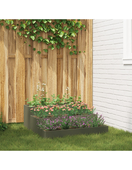 Fioriera da giardino a 3 piani 90x90x35 cm Verde oliva - Acciaio