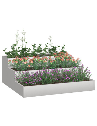 Vaso da giardino Argento 90 x 90 x 35 cm Acciaio inossidabile