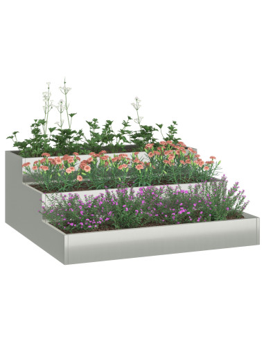 Vaso da giardino Argento 90 x 90 x 35 cm Acciaio zincato