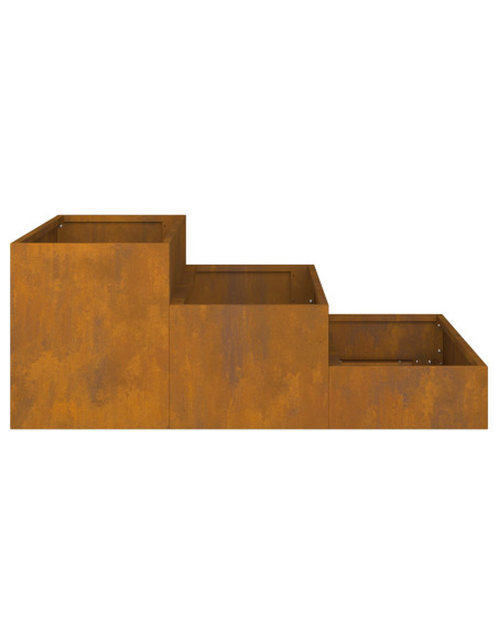 Fioriera da Giardino a 3 livelli 90x90x35 cm in Acciaio Resistente alle Intemperie