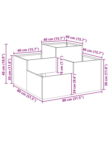Vaso da giardino Bianco 80 x 80 x 48 cm Acciaio
