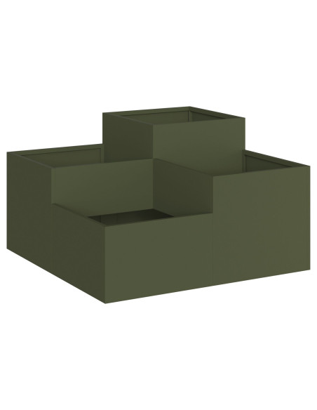 Fioriera da giardino  80x80x48 cm Verde oliva Acciaio